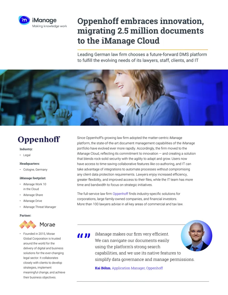 Oppenhoff Migrates Documents to iManage Cloud