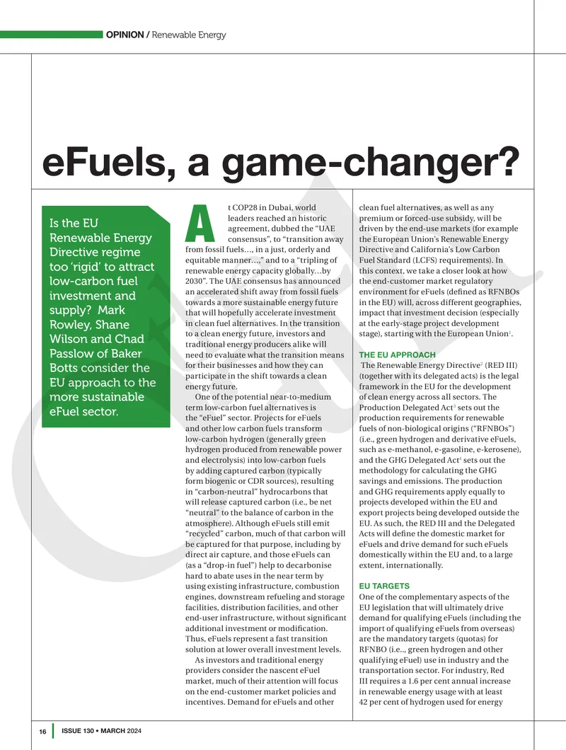 EU Renewable Energy Directive and eFuels Analysis
