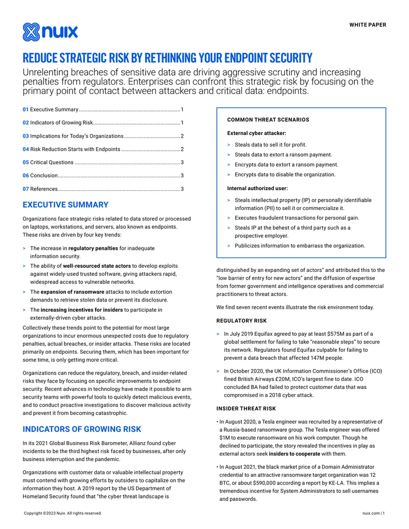 Reducing Strategic Risk Through Endpoint Security
