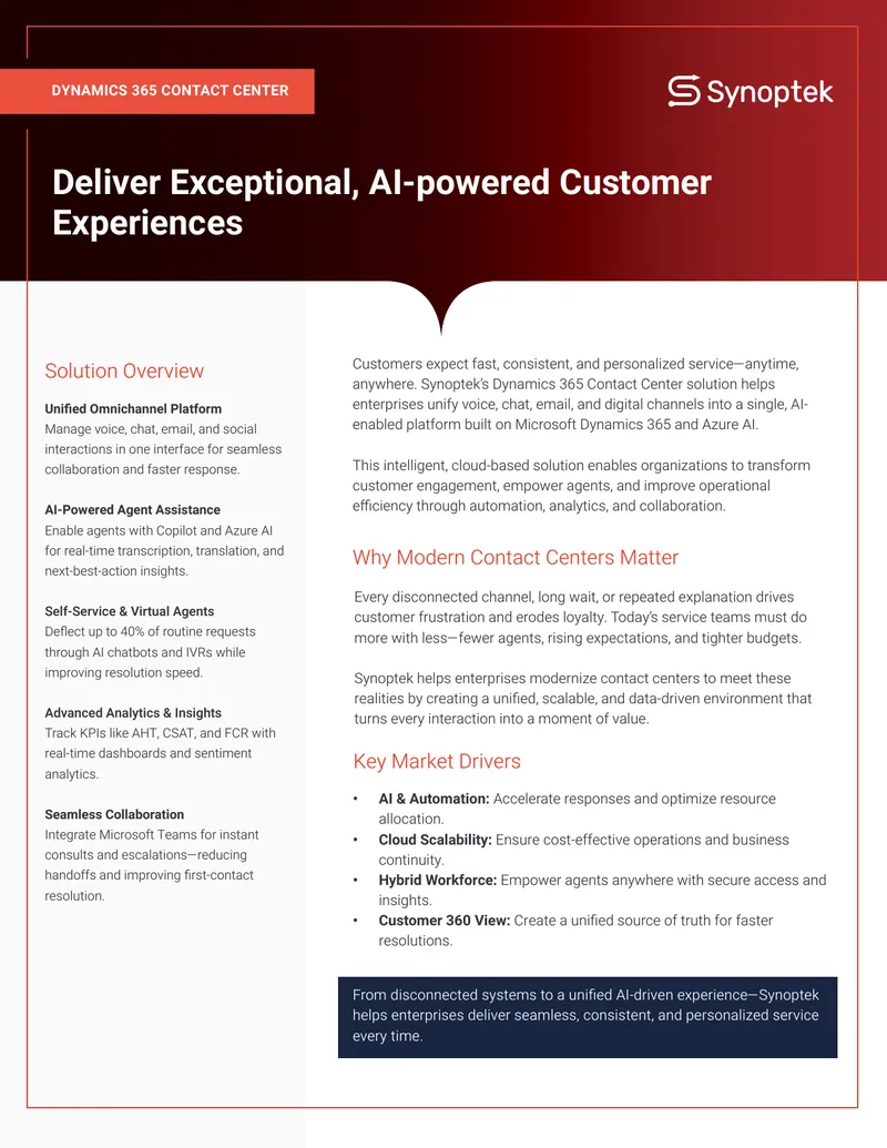 Dynamics 365 Contact Center Solution Overview