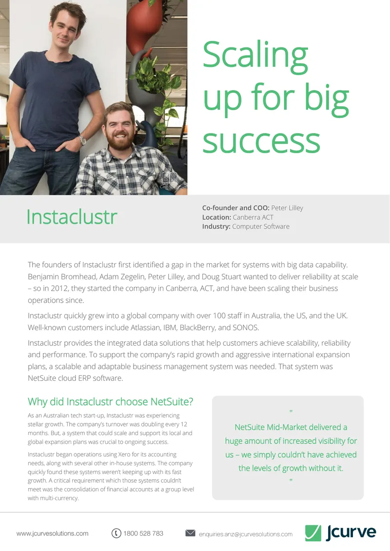 Instaclustr Case Study on NetSuite Implementation