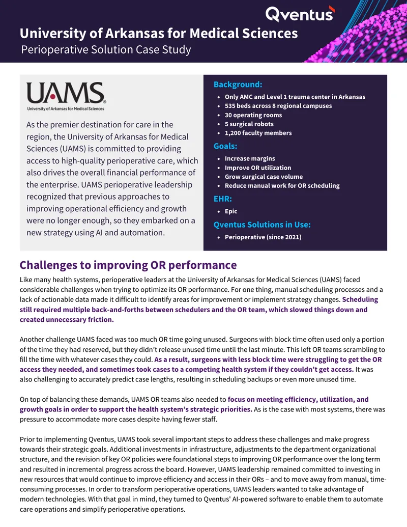 Perioperative Solution Case Study at UAMS