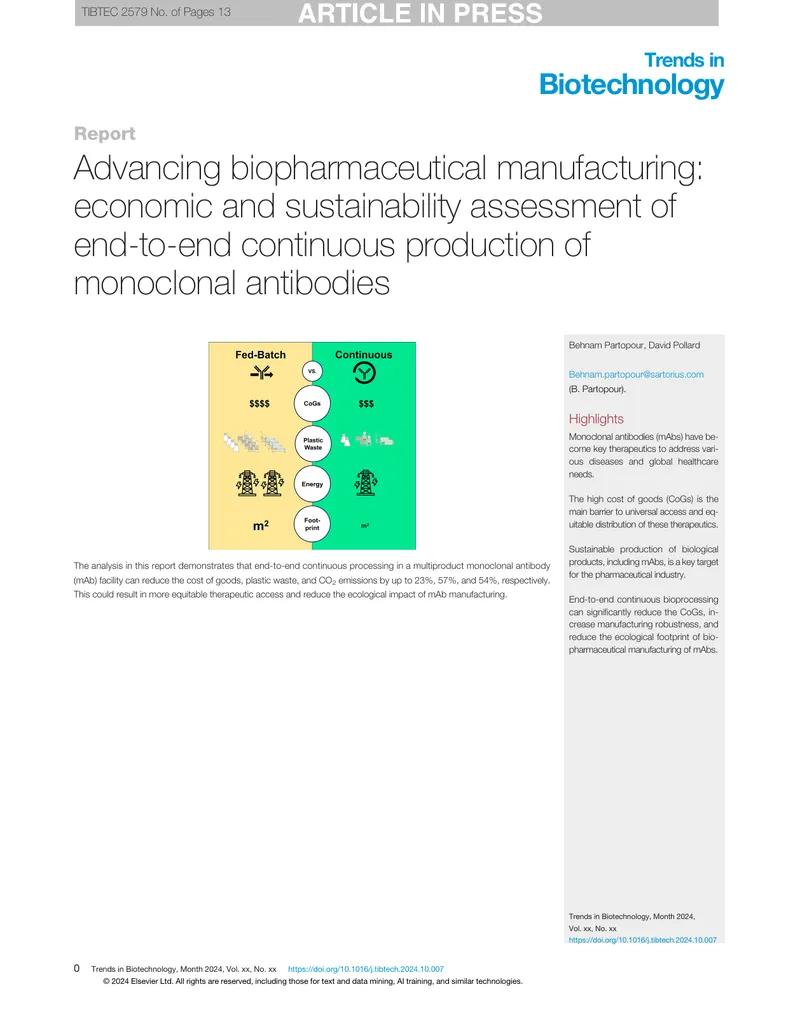 Economic and Sustainability Assessment of Continuous mAb Production