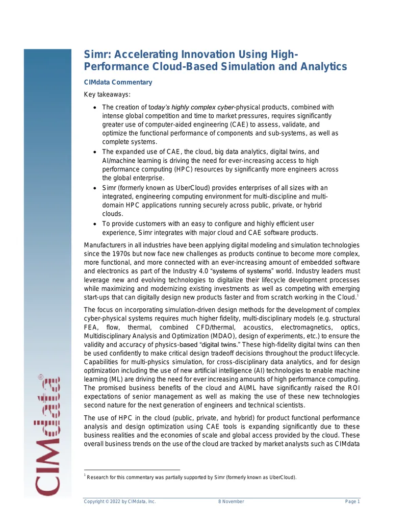 Simr Cloud-Based Simulation and Analytics Overview