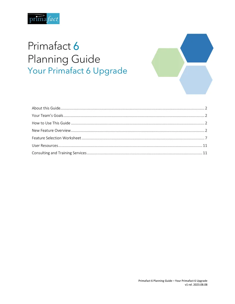 Primafact 6 Upgrade Planning Guide