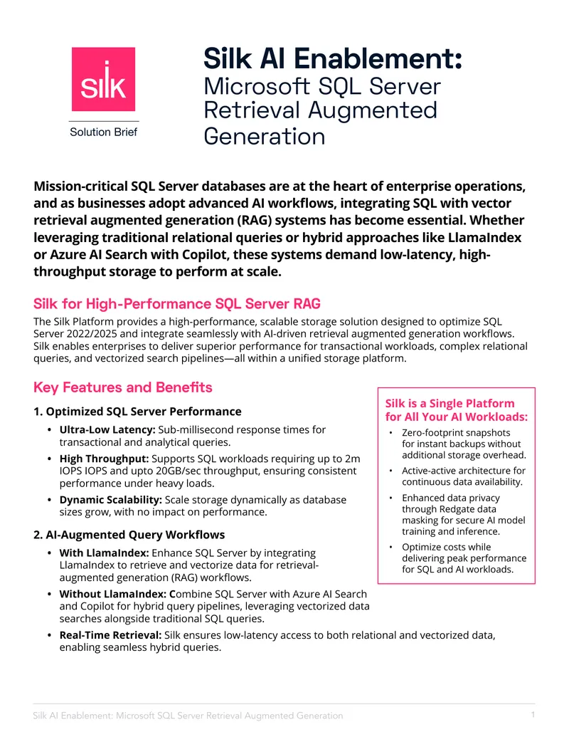 Silk AI Enablement for Microsoft SQL Server RAG