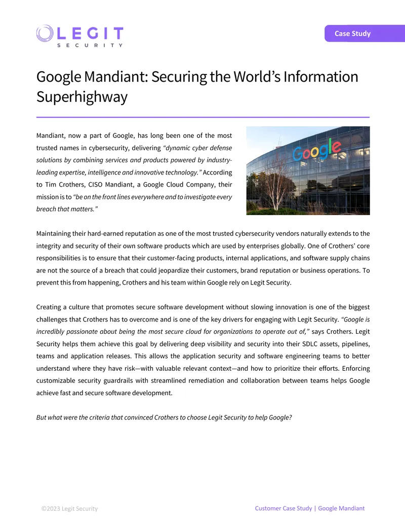 Google Mandiant Case Study on Software Security