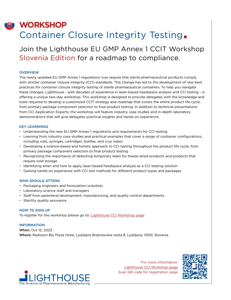 Container Closure Integrity Testing Workshop Overview
