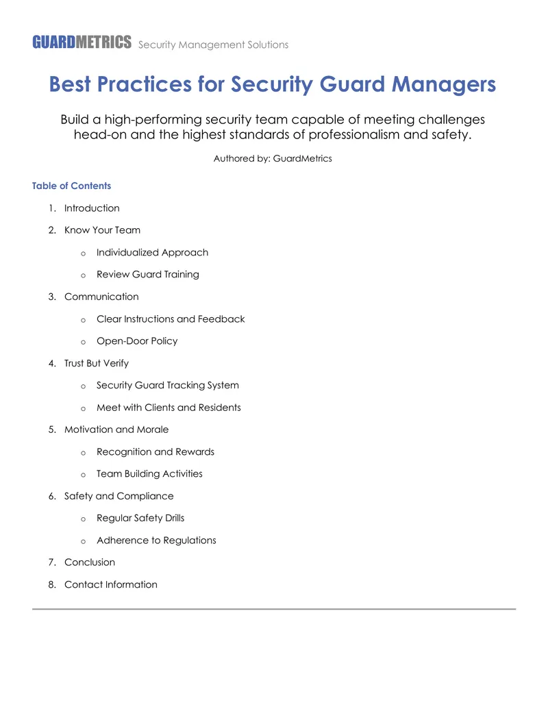 Best Practices for Security Guard Managers