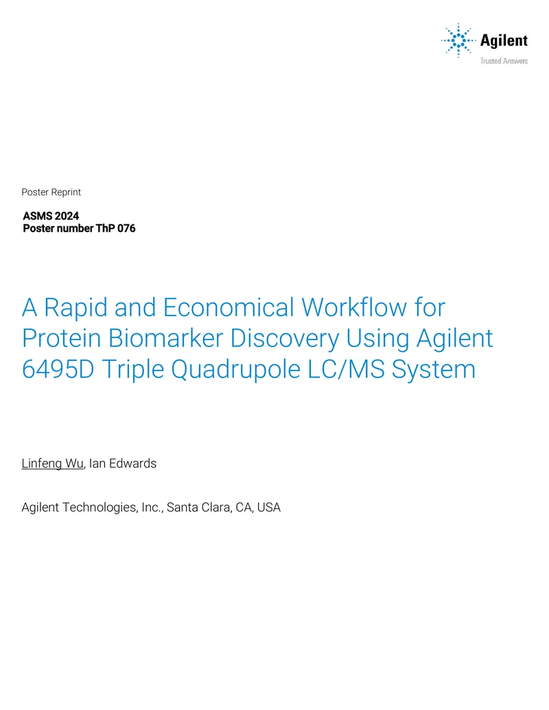 Workflow for Protein Biomarker Discovery Using LC/MS System