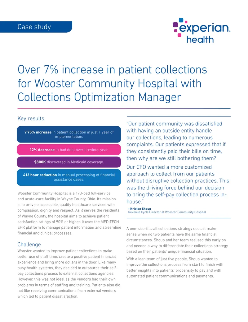 Collections Strategy Improvement at Wooster Community Hospital