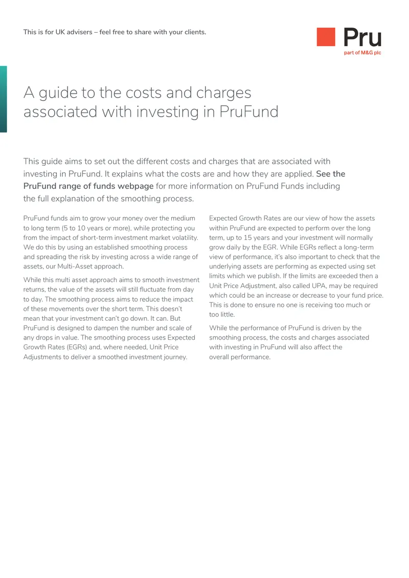 Guide to Costs and Charges for PruFund Investments