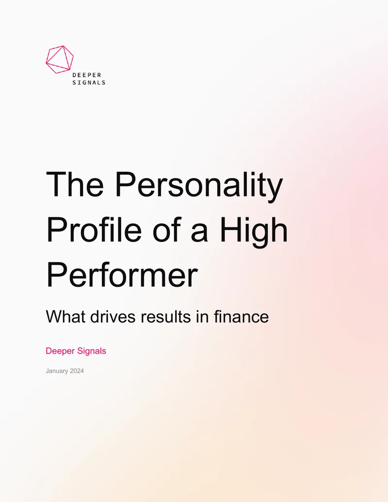 Personality Profile of High Performers in Finance