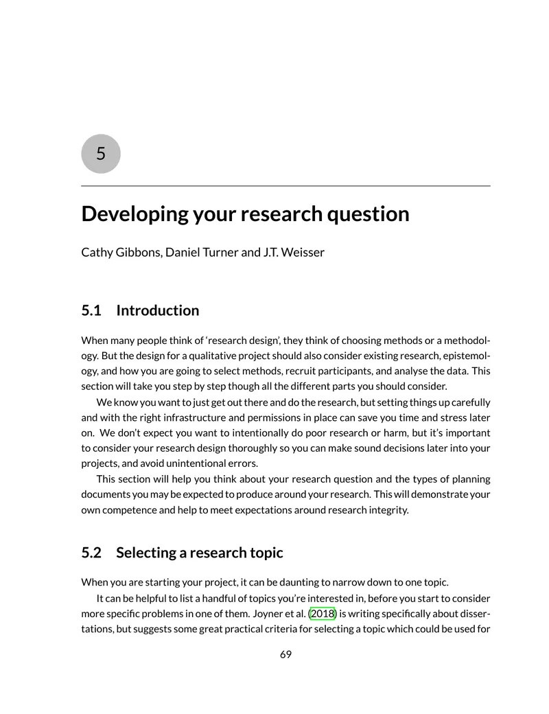 Developing a Research Question in Qualitative Studies