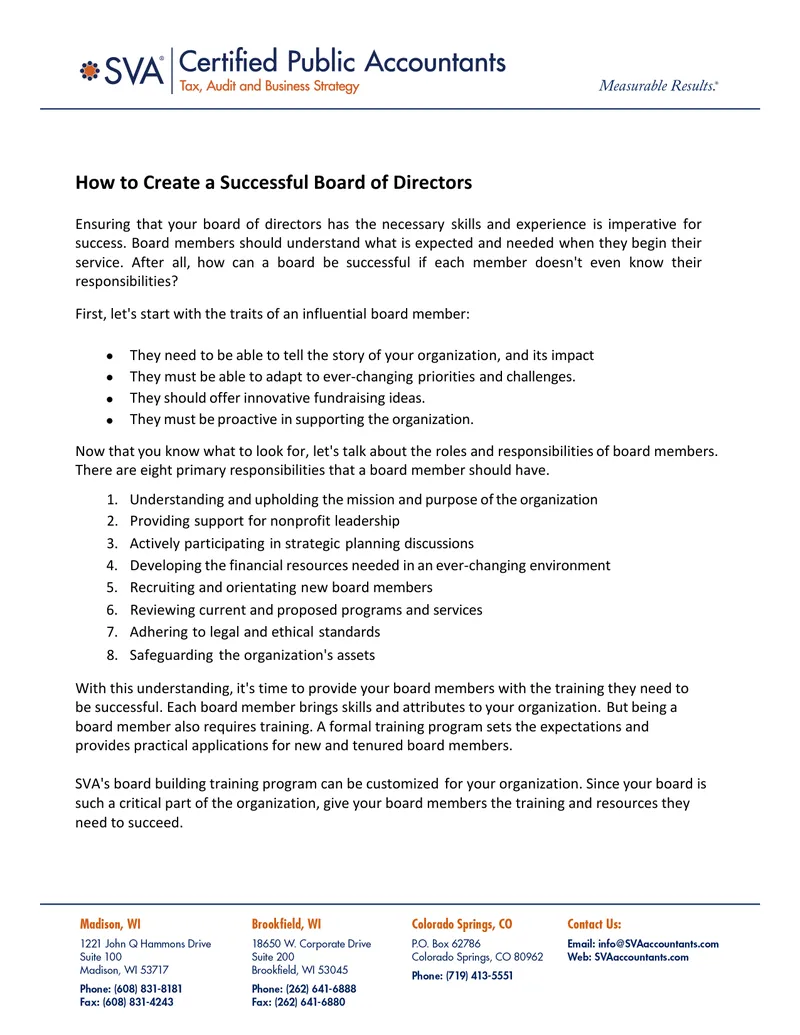 Creating a Successful Board of Directors