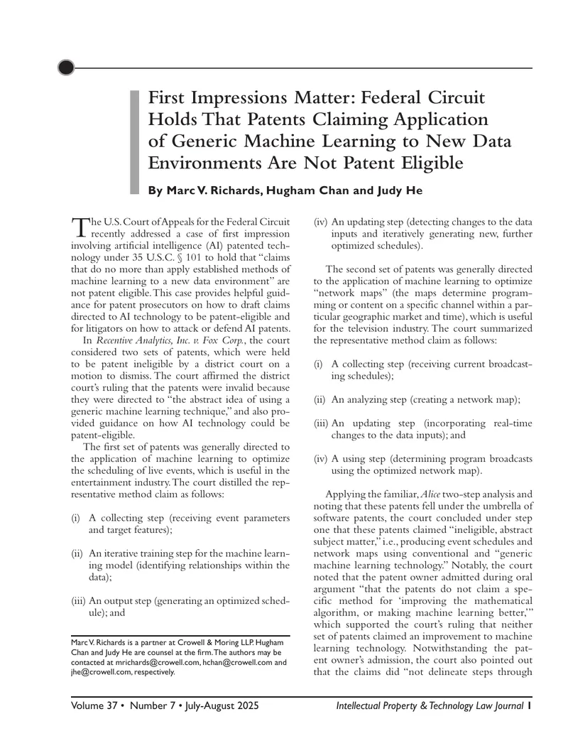 Federal Circuit Ruling on AI Patent Eligibility