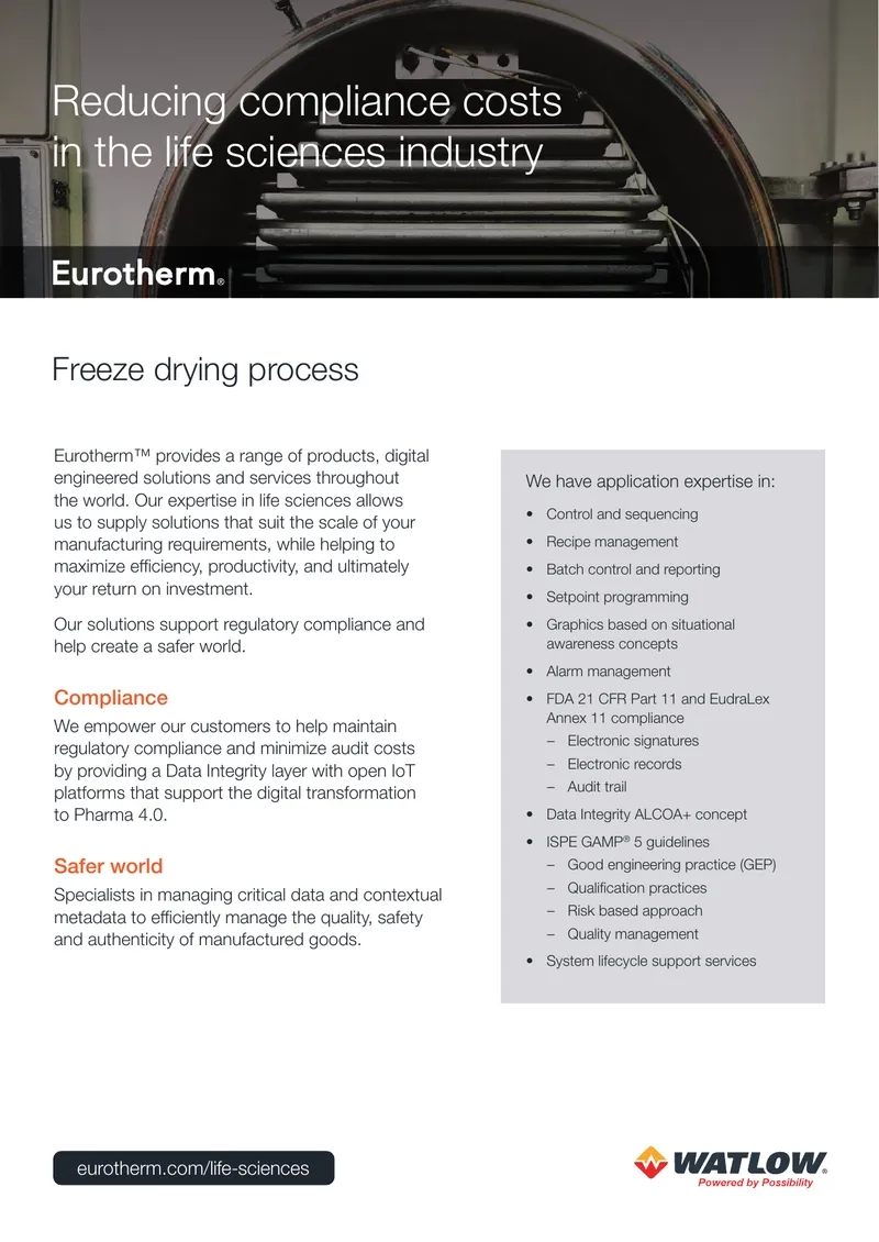 Freeze Drying Process and Control Systems