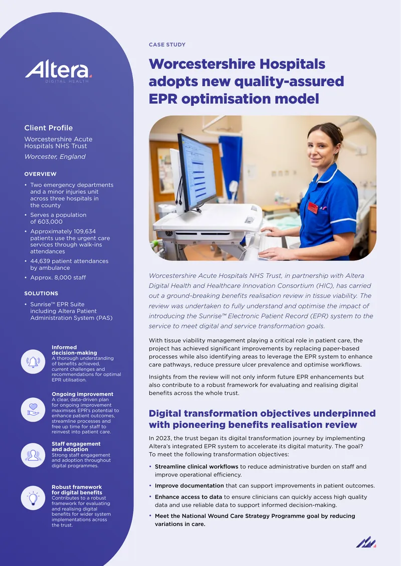 Worcestershire Acute Hospitals NHS Trust EPR Benefits Review