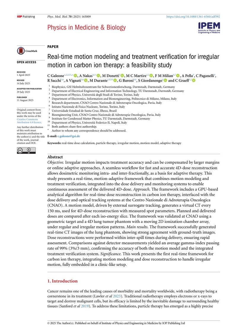 Real-time Motion Modeling in Carbon Ion Therapy