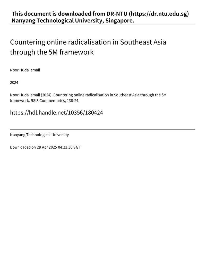 Countering Online Radicalisation in Southeast Asia