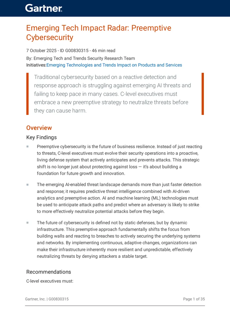 Emerging Technologies Impact on Preemptive Cybersecurity