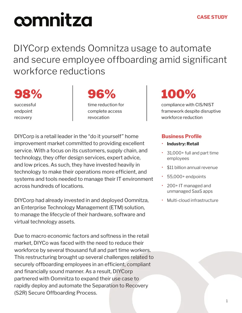 DIYCorp Automates Secure Offboarding Process