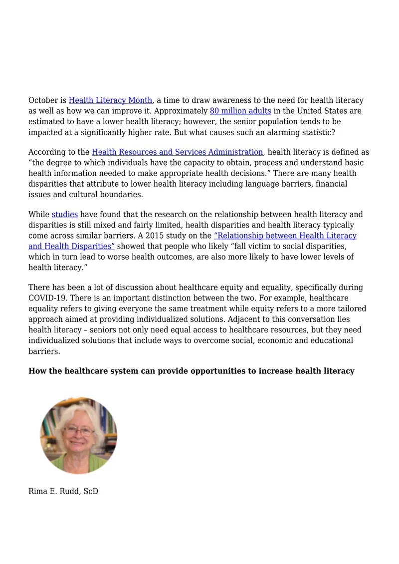 Improving Health Literacy for Seniors