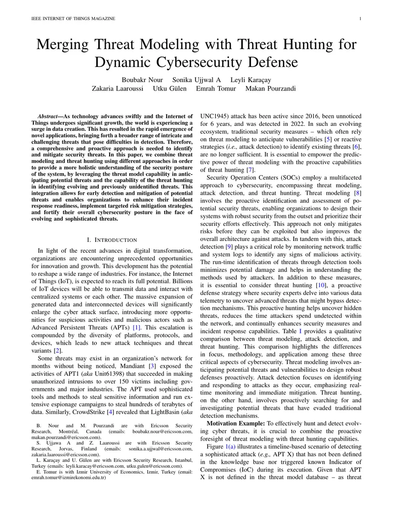 Merging Threat Modeling with Threat Hunting for Cybersecurity