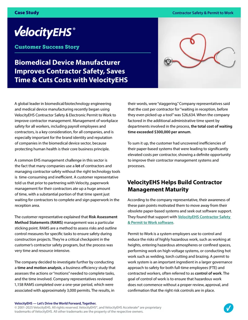 Contractor Safety and Permit to Work Case Study