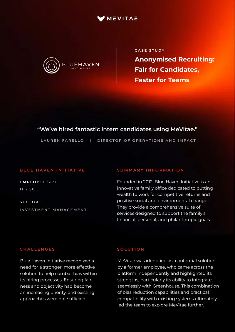 Anonymised Recruiting Implementation Case Study