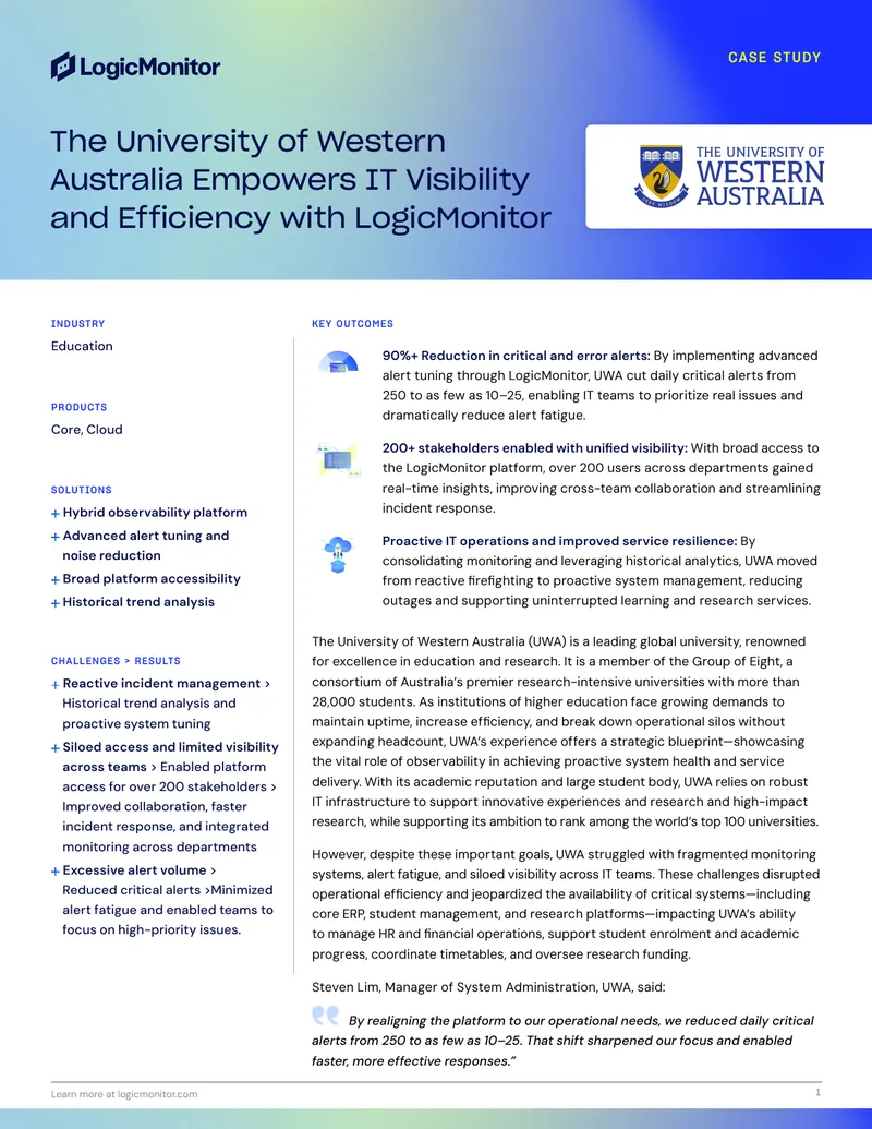 University of Western Australia IT Efficiency Case Study
