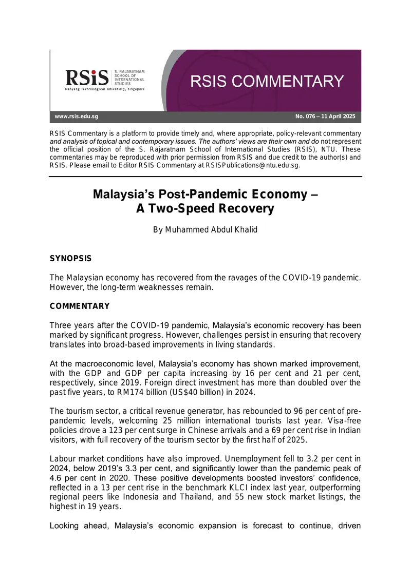 Malaysia's Post-Pandemic Economic Recovery Analysis