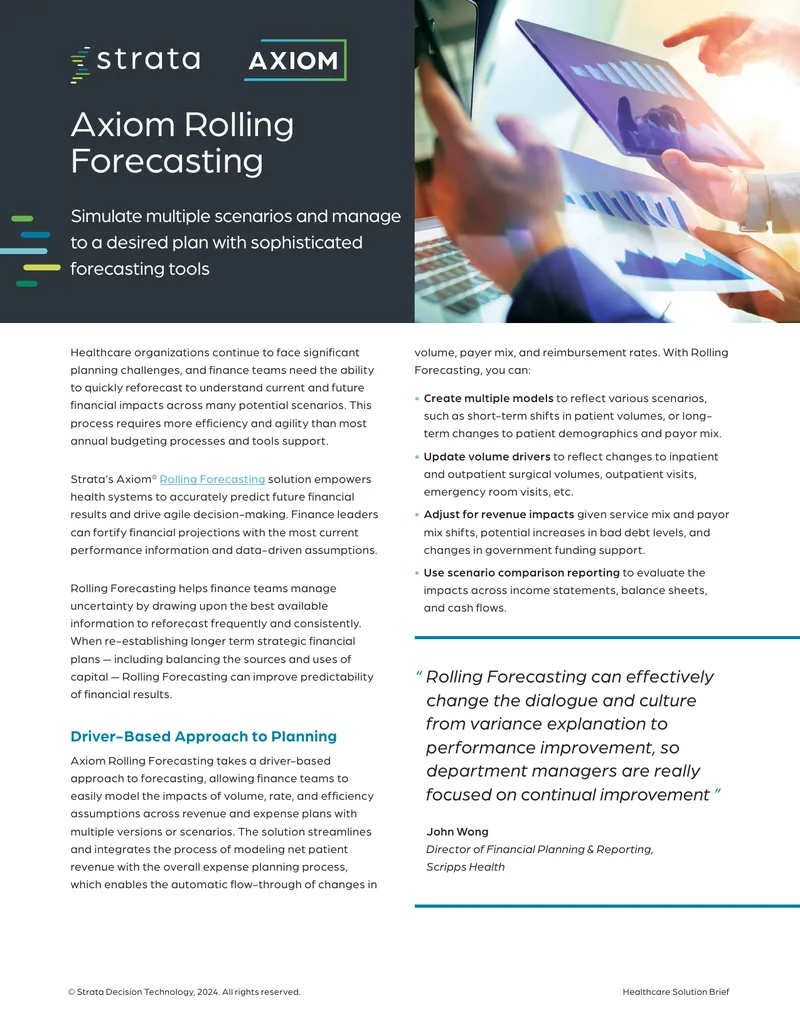 Axiom Rolling Forecasting Healthcare Solution Brief