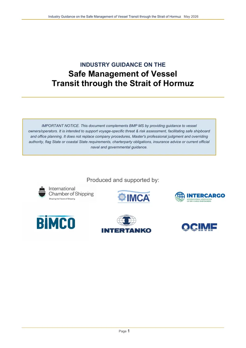 Guidance on Safe Vessel Transit through the Strait of Hormuz