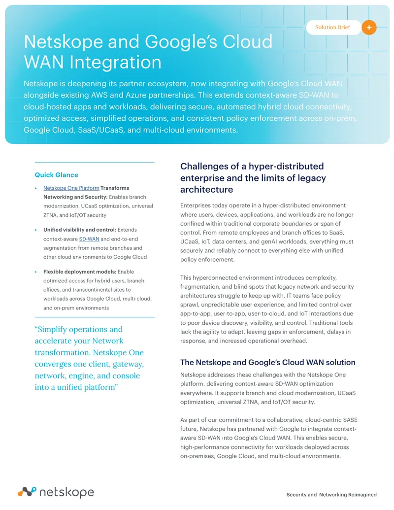 Netskope and Google Cloud WAN Integration