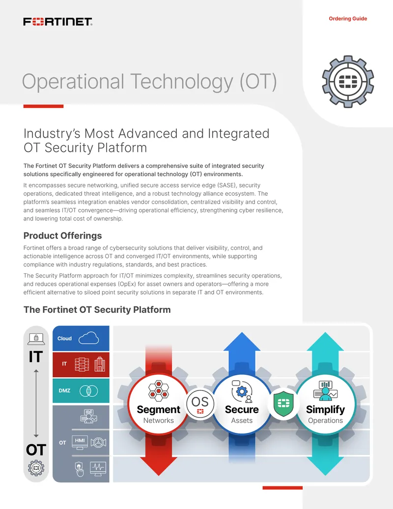 Operational Technology Security Platform Ordering Guide
