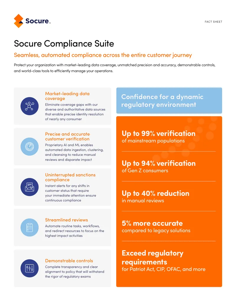 Socure Compliance Suite Fact Sheet