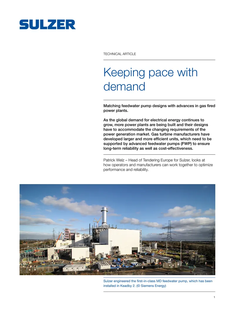 Optimizing Feedwater Pump Designs for Gas Power Plants