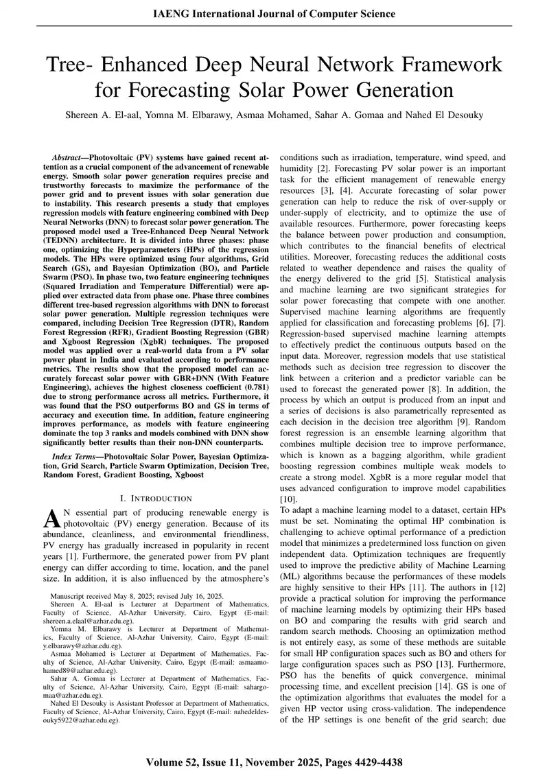Tree-Enhanced Deep Neural Network Framework for Solar Power Forecasting