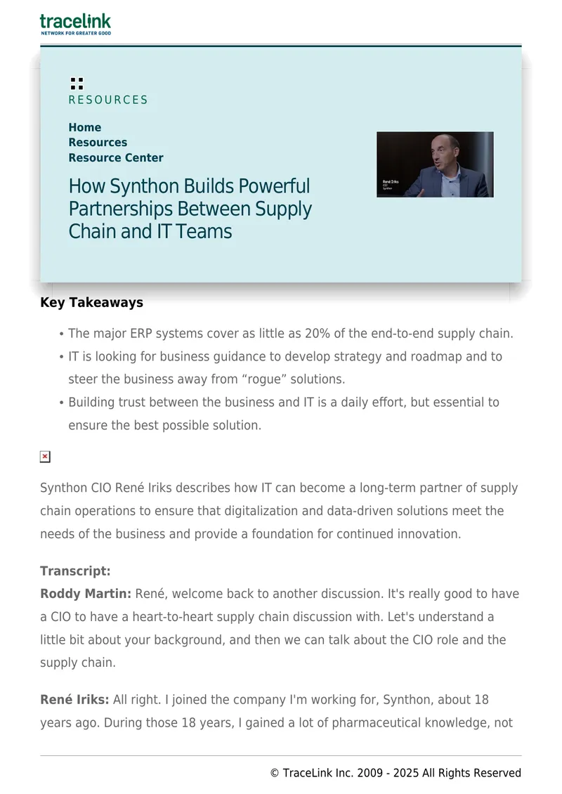 Building Partnerships Between Supply Chain and IT Teams