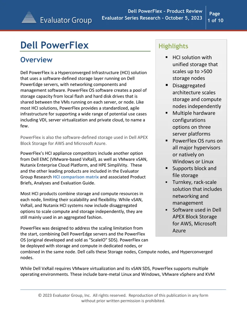 Dell PowerFlex Product Review and Analysis