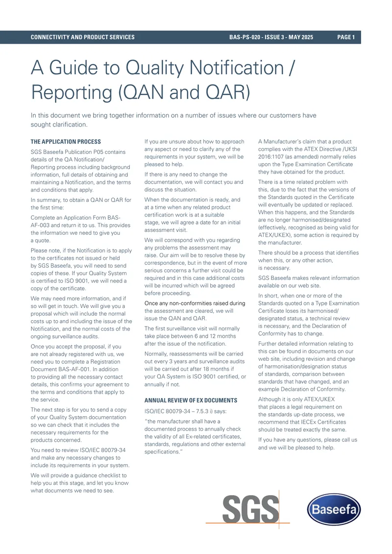 Guide to Quality Notification and Reporting Process