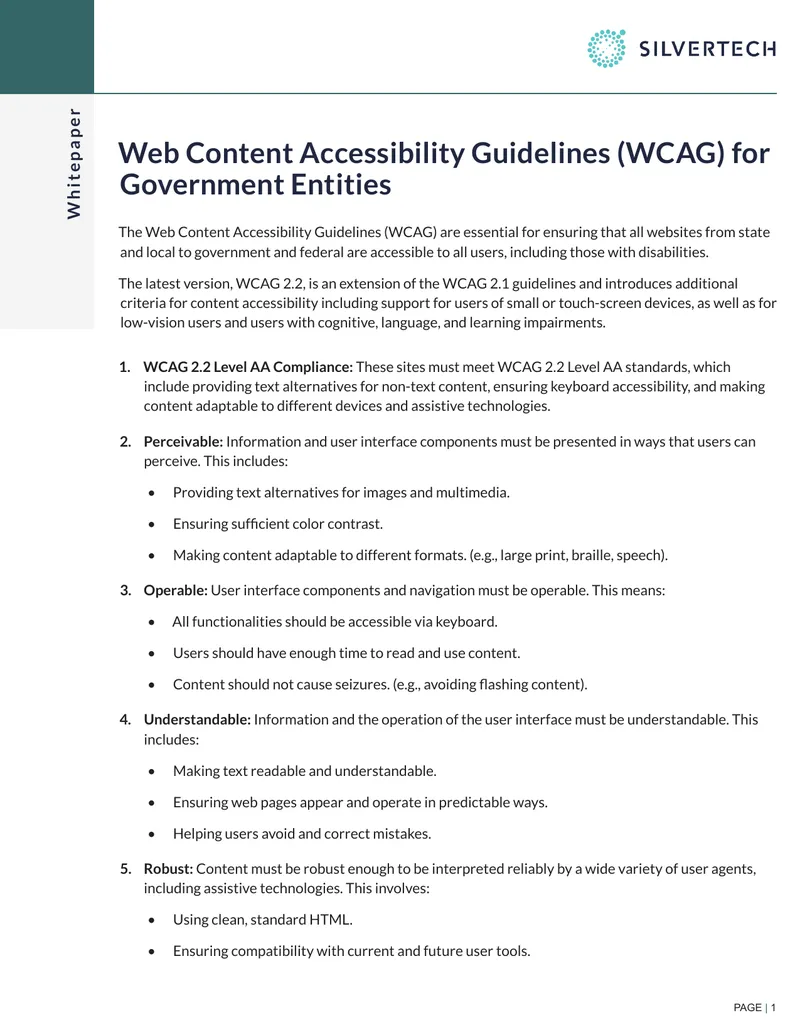 Web Content Accessibility Guidelines for Government Entities