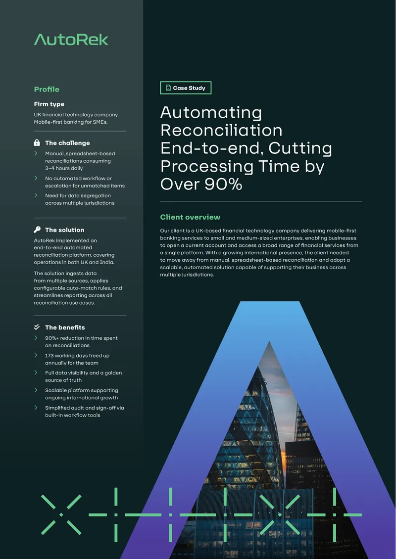 Automating Reconciliation Processes for Financial Technology
