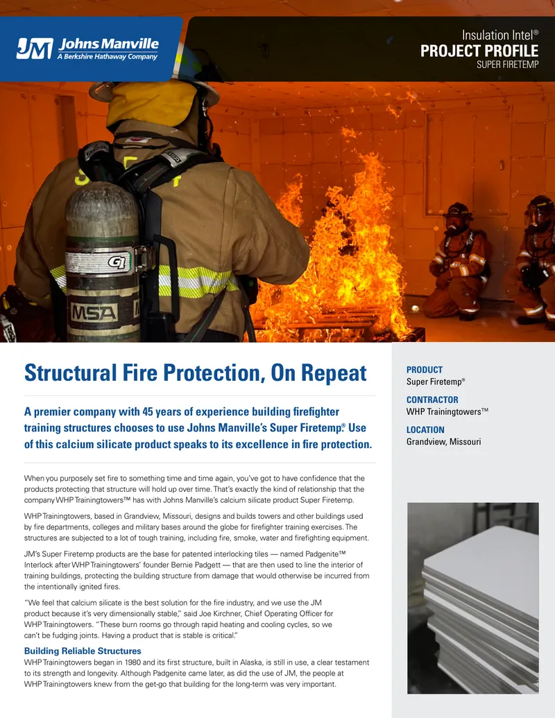 Calcium Silicate Use in Fire Training Structures