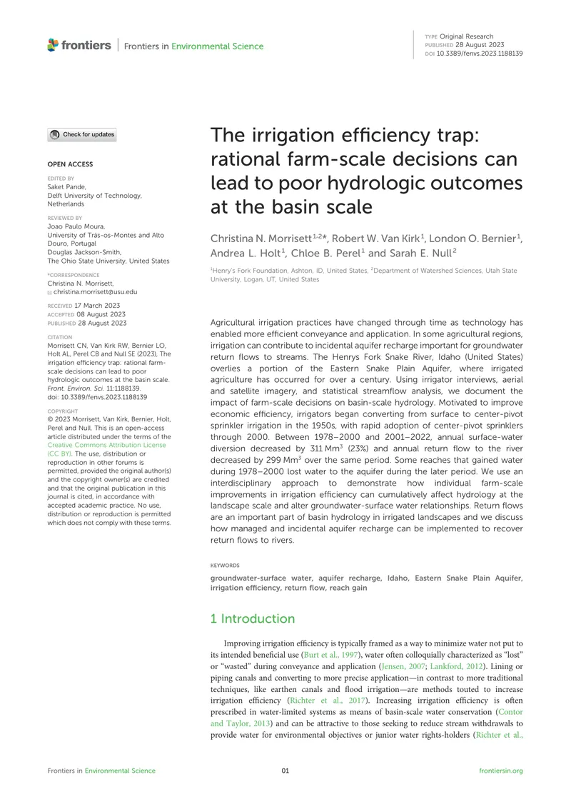 Irrigation Efficiency Trap and Hydrologic Outcomes