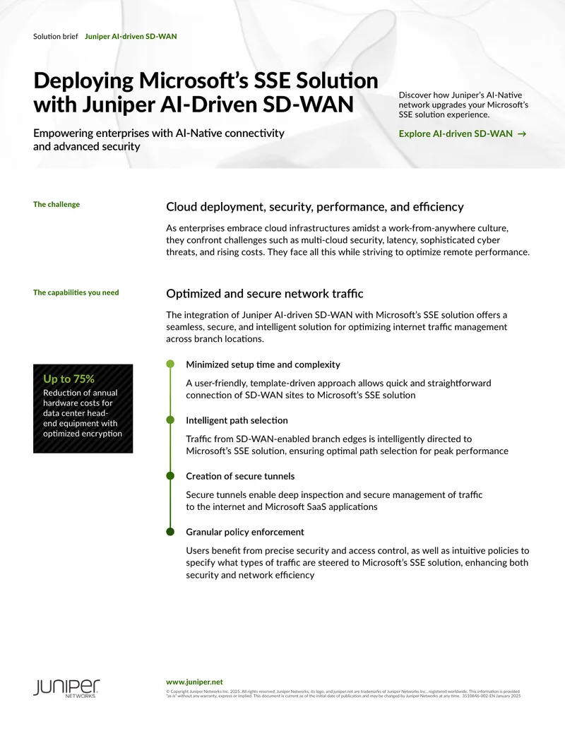 Juniper AI-Driven SD-WAN Integration with Microsoft SSE