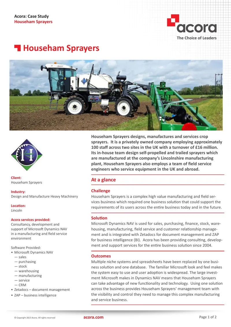 Househam Sprayers Microsoft Dynamics NAV Implementation Case Study