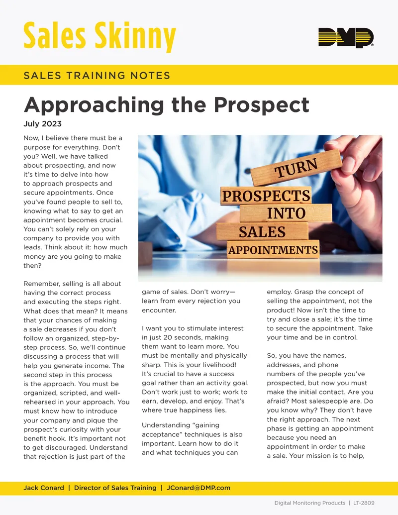 Sales Training Notes on Prospecting Approach