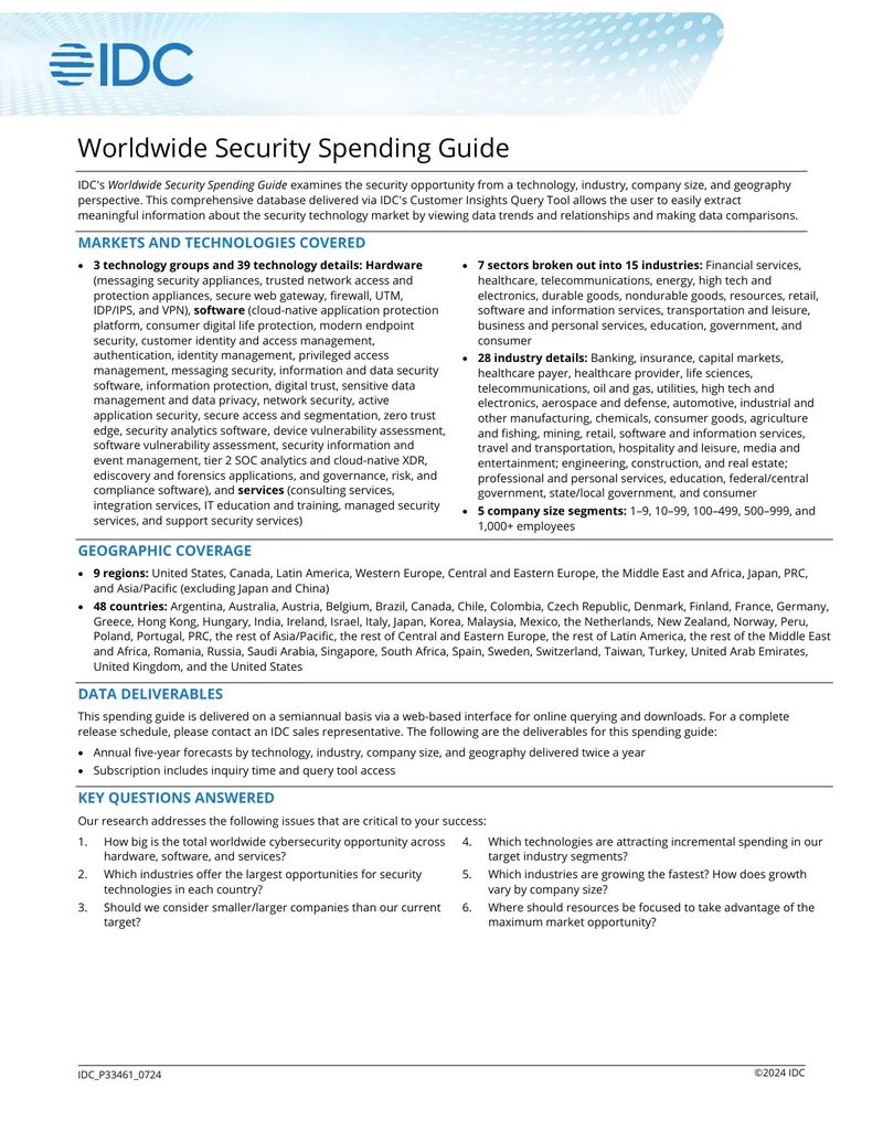 Worldwide Security Spending Guide
